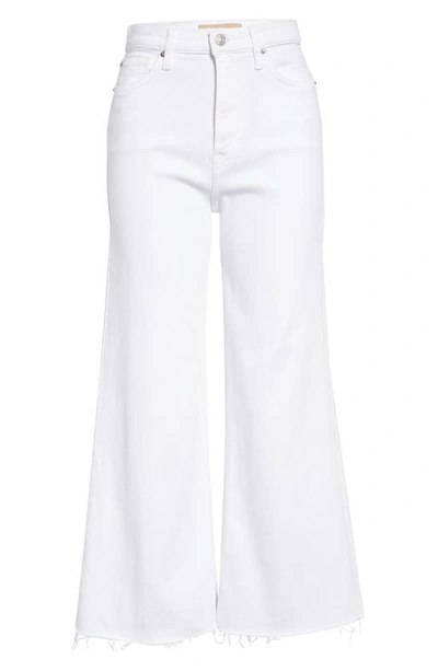 Shop 7 For All Mankind Raw Hem Ultra High Waist Crop Flare Jeans In Soleil (white)