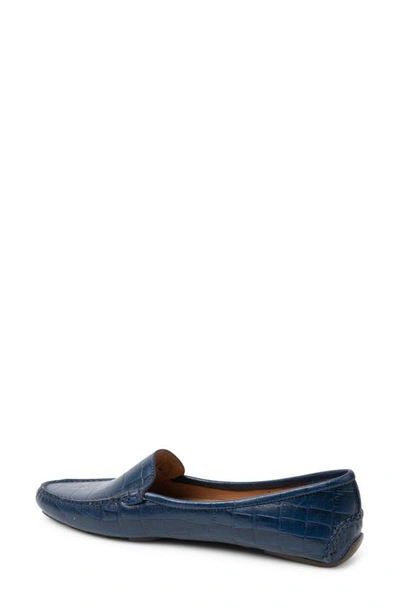 Patricia Green Jillian Driving Moccasin Shoes In Navy Crocodile