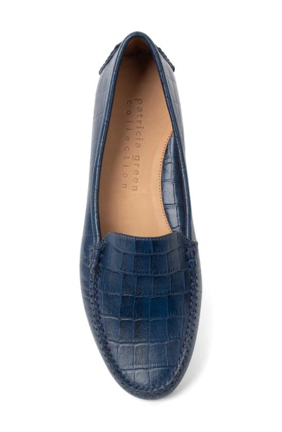 Patricia Green Jillian Driving Moccasin Shoes In Navy Crocodile