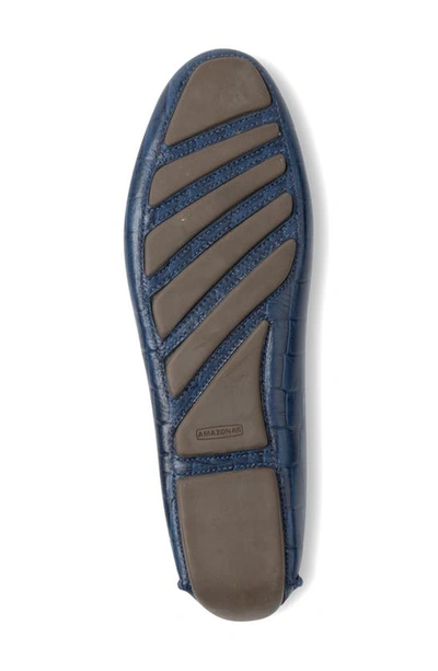 Patricia Green Jillian Driving Moccasin Shoes In Navy Crocodile