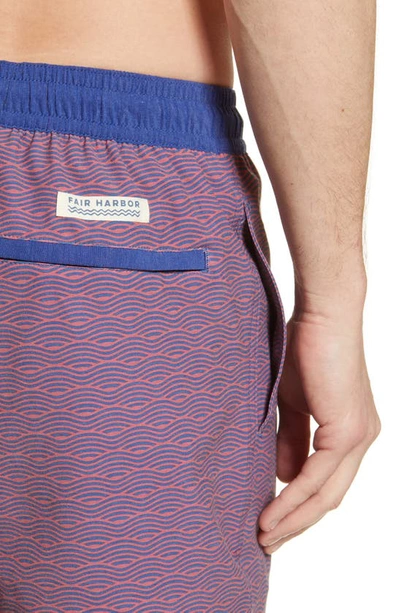 Fair Harbor The Bayberry Wave Print Swim Trunks In Red Waves