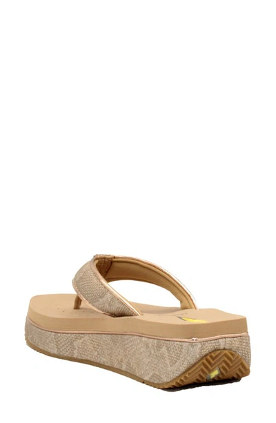 Volatile Neville Platform Flip Flop In Champagne Faux Leather