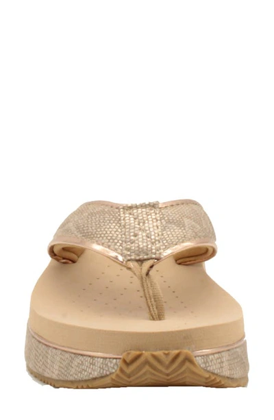 Volatile Neville Platform Flip Flop In Champagne Faux Leather