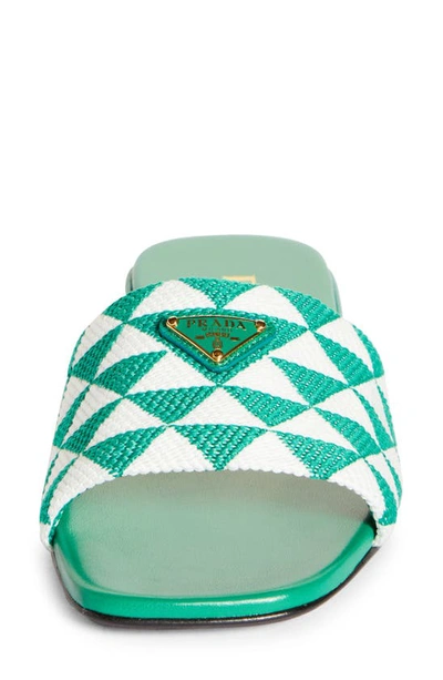 Shop Prada Logo Slide Sandal In Mango/ Bianco