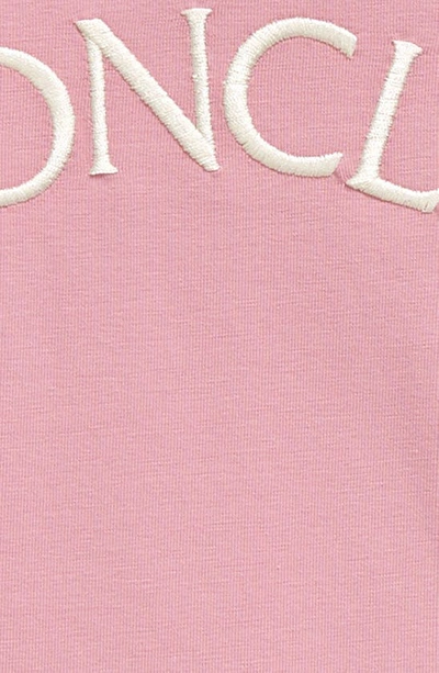 Shop Moncler Kids' Embroidered Logo Short Sleeve Dress In Pink