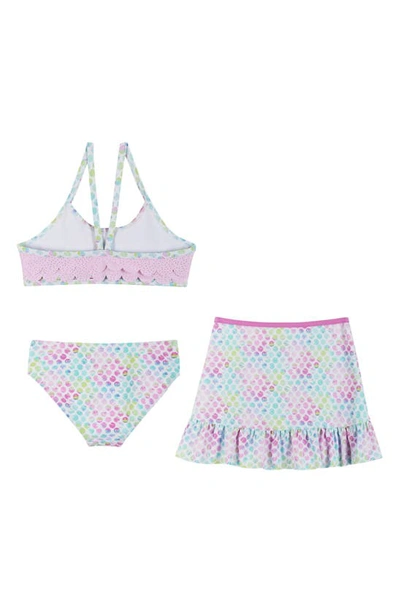 Shop Andy & Evan Kids' Polka Dot Two-piece Swimsuit & Cover-up Skirt Set In Aqua Tie Dye