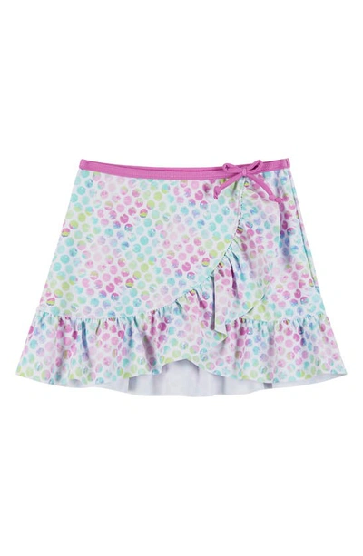 Shop Andy & Evan Kids' Polka Dot Two-piece Swimsuit & Cover-up Skirt Set In Aqua Tie Dye
