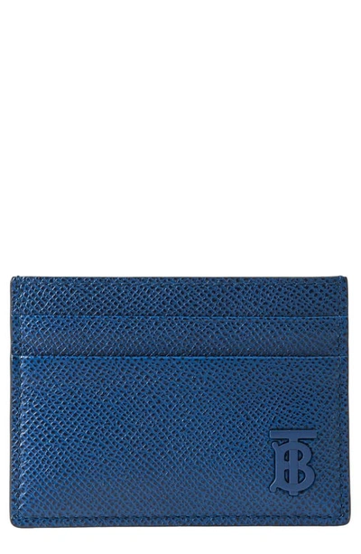 Shop Burberry Sandon Tb Monogram Leather Card Case In Rich Navy