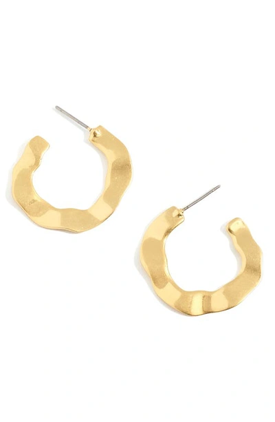 Shop Madewell Wavy Medium Hoop Earrings In Vintage Gold