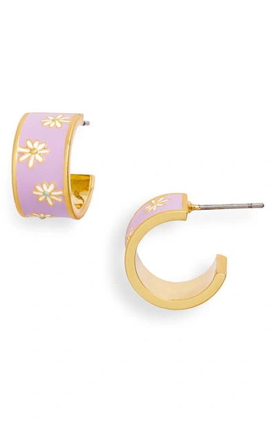 Shop Madewell Daisy Enamel Huggie Hoop Earrings In Vibrant Lilac