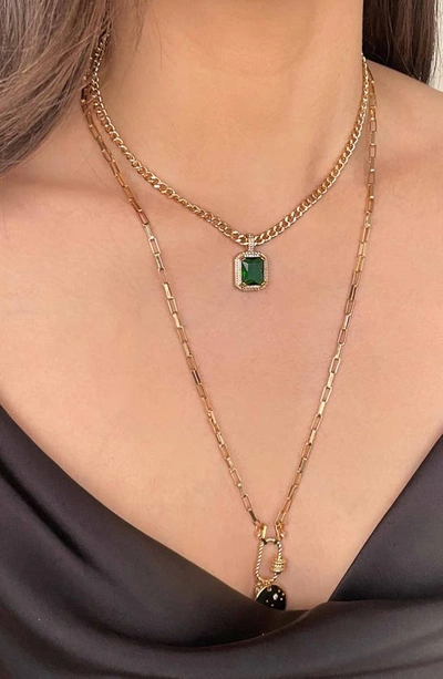 Shop Ettika Cubic Zirconia Pendant Necklace In Green