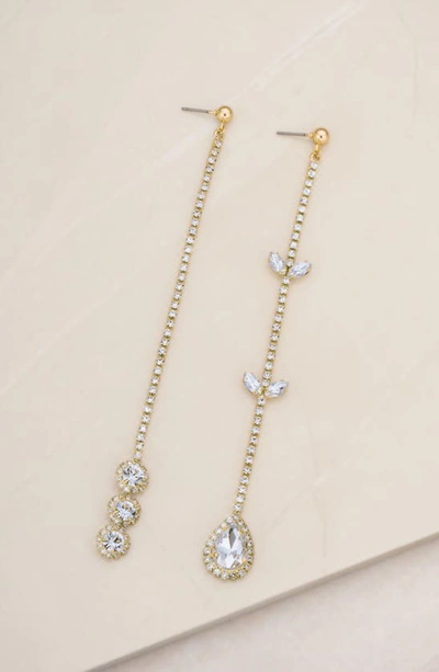 Shop Ettika Crystal Mismatched Drop Earrings In Gold