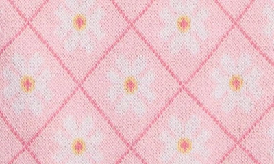 Shop Freshman Kids' Jacquard Daisy Knit Camisole & Skirt Set In Pink Daisy Combo