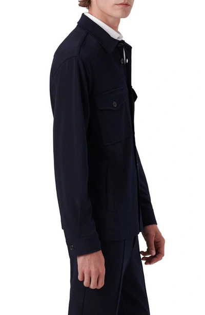 Shop Bugatchi Double Knit Shirt Jacket In Navy
