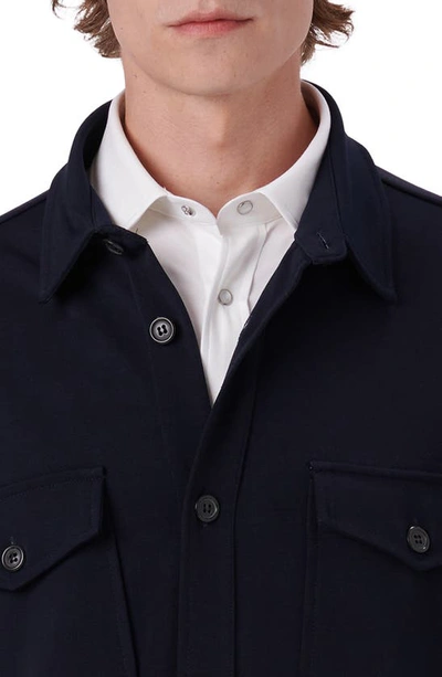 Shop Bugatchi Double Knit Shirt Jacket In Navy