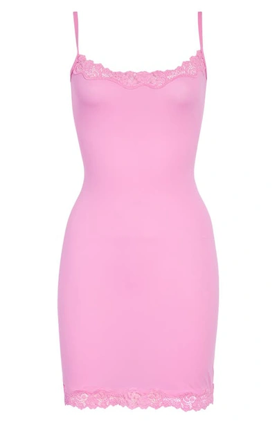 Shop Skims Fits Everybody Corded Lace Trim Slipdress In Neon Orchid