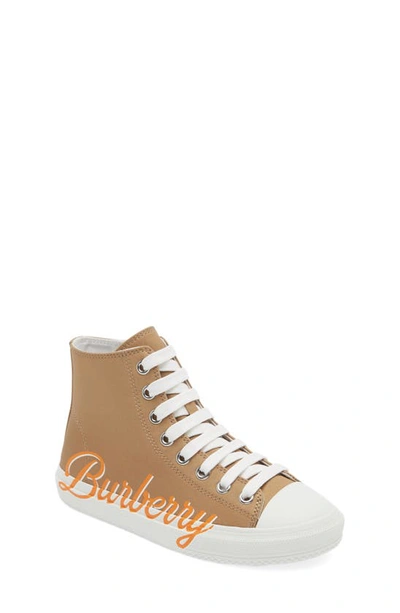 Shop Burberry Kids' Mini Larkhall High Top Sneaker In Archive Beige