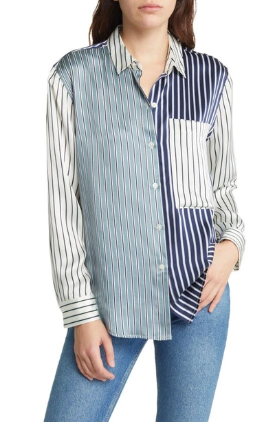 Shop Rails Spencer Mixed Stripe Silk Shirt In Kent Multi Stripe