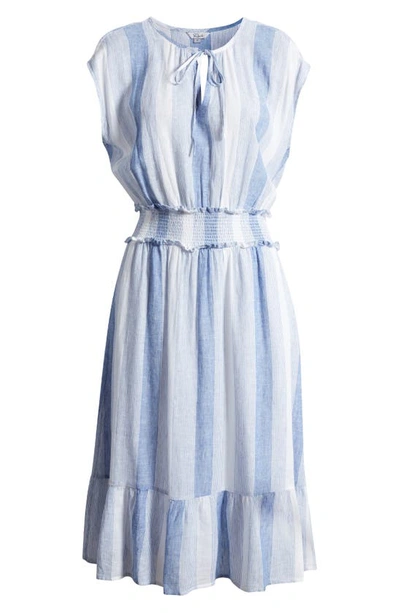 Shop Rails Ashlyn Stripe Smocked Waist Linen Blend Dress In Nevis Stripe