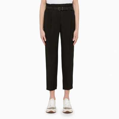 Shop Brunello Cucinelli Black High-waisted Trousers