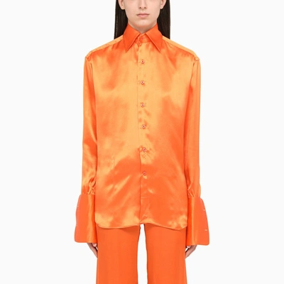 Shop Woera | Orange Silk Regular Shirt