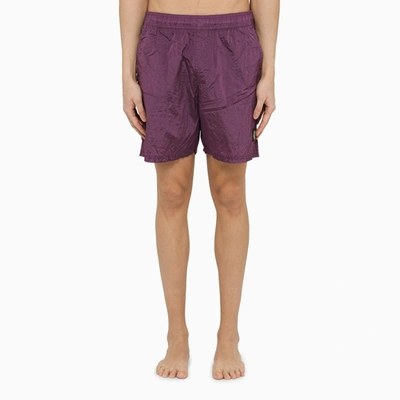 Shop Stone Island Magenta Nylon Swim Shorts In Purple