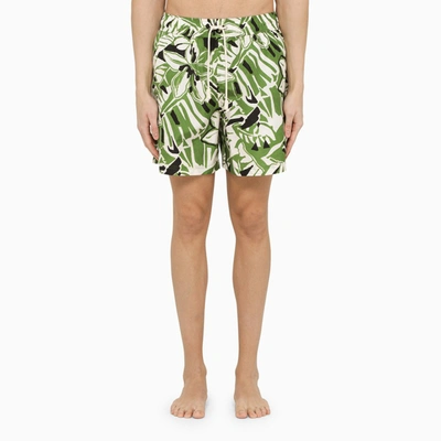 Shop Palm Angels Multicolor Printed Swim Boxer Shorts In Green