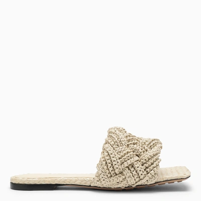 Shop Bottega Veneta White Flat Lido Sandal