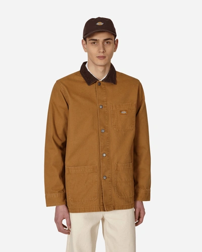 Shop Dickies Stonewashed Duck Unlined Chore Coat In Brown