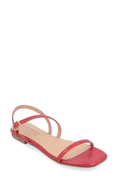 Shop Journee Collection Crishell Snake-embossed Flat Sandal In Red