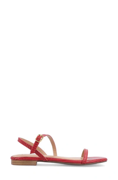 Shop Journee Collection Crishell Snake-embossed Flat Sandal In Red