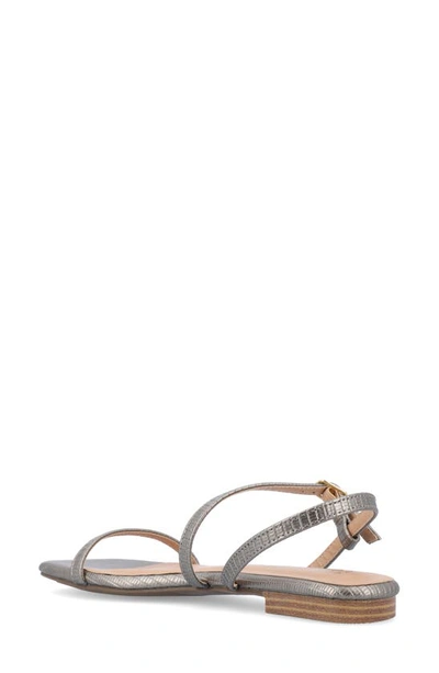 Shop Journee Collection Crishell Snake-embossed Flat Sandal In Pewter