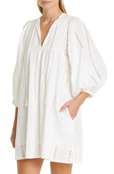 Mille Daisy Long Sleeve Dress In Pearl Polka Dot Eyelet