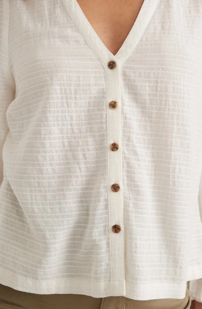 Shop Marine Layer Colette Stripe Cotton Blend Button-up Top In White Shadow Stripe