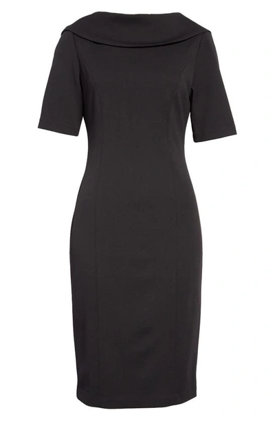 Adrianna Papell Roll Neck Sheath Dress In Black