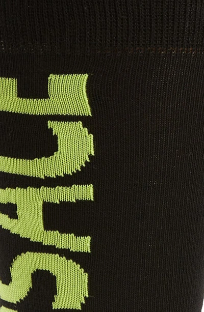 Shop Versace Logo Crew Socks In Black/ Lime