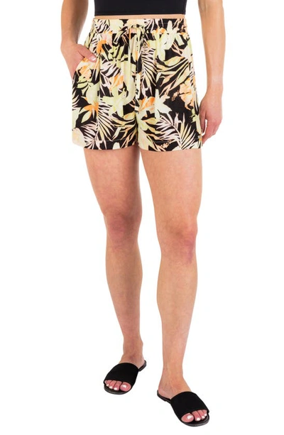 Shop Hurley Tropical Floral Drawstring Shorts In Black Multi