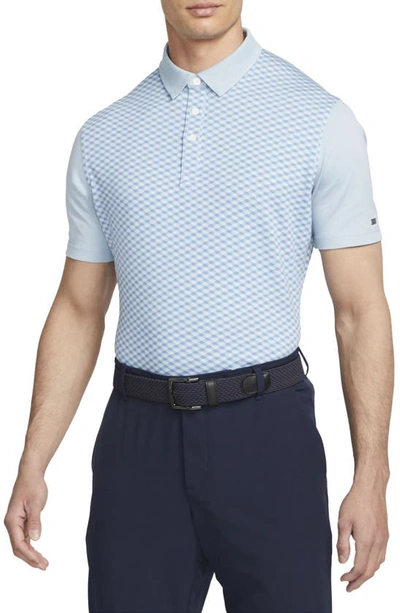 Shop Nike Dri-fit Player Argyle Polo In Boarder Blue/ Brushed Silver
