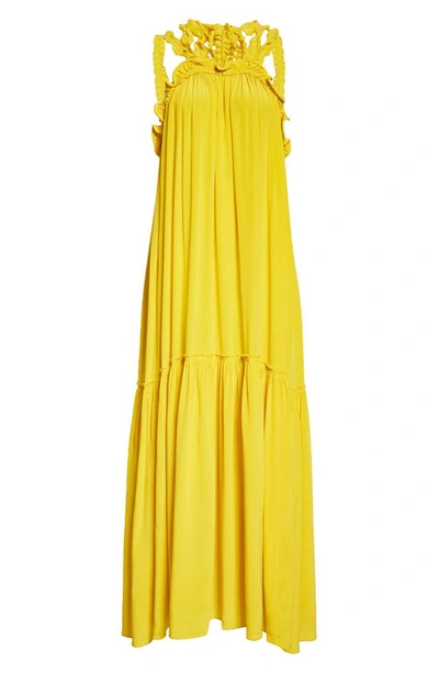 Shop Ulla Johnson Celeste Silk Maxi Dress In Sunsprite