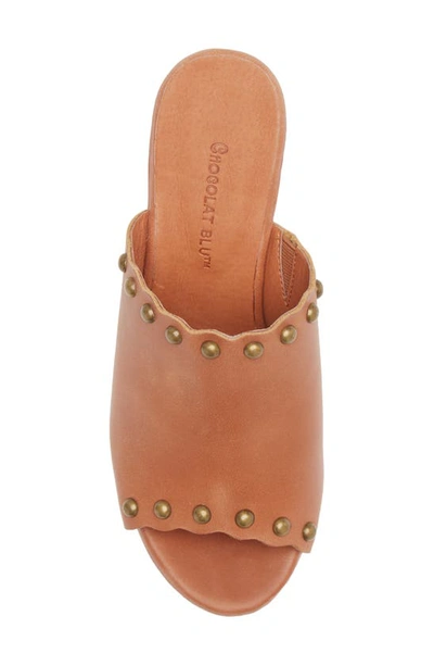 Shop Chocolat Blu Platform Wedge Sandal In Caramel Leather