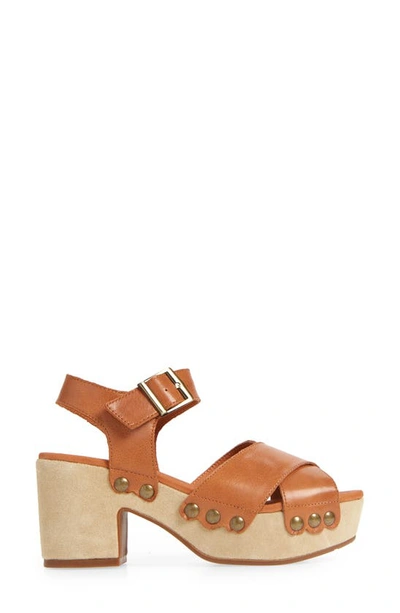 Shop Chocolat Blu Gretta Block Heel Platform Sandal In Camel Leather