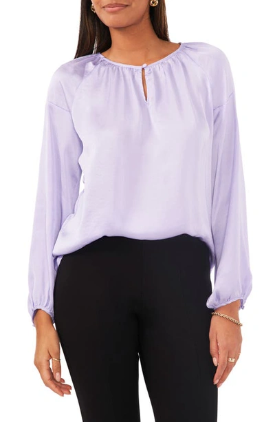 Shop Chaus Keyhole Satin Peasant Blouse In Lilac