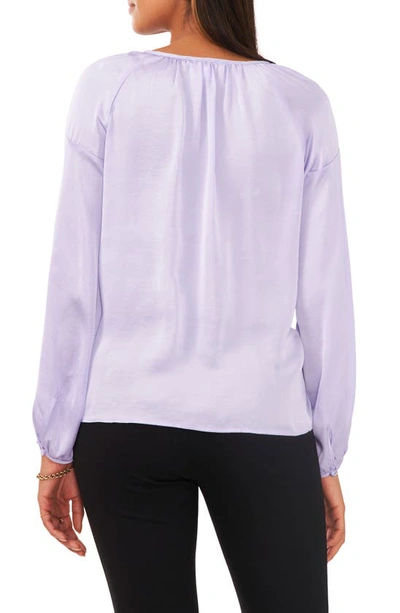 Shop Chaus Keyhole Satin Peasant Blouse In Lilac