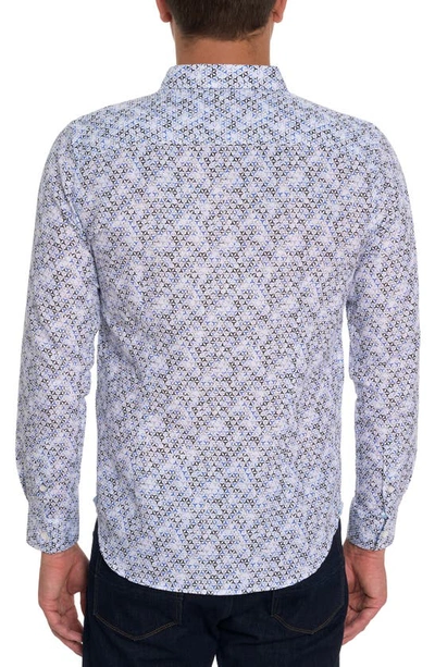 Shop Robert Graham Wyndham Geo Print Linen & Cotton Button-up Shirt In Blue