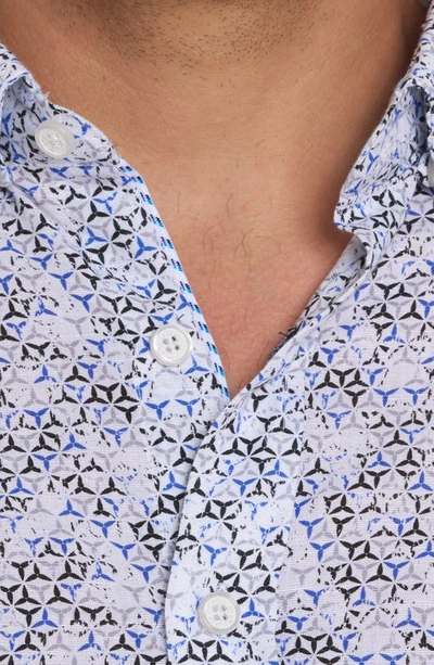 Shop Robert Graham Wyndham Geo Print Linen & Cotton Button-up Shirt In Blue
