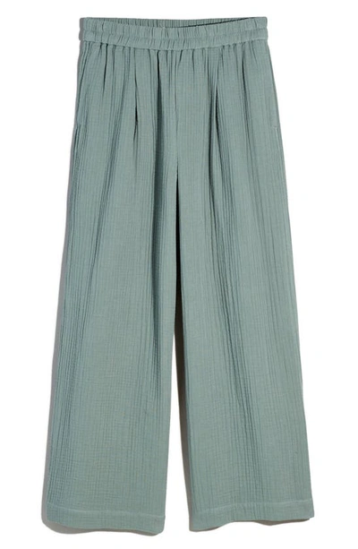 Shop Madewell Lightspun Untailored Crop Wide Leg Pants In Architect Green