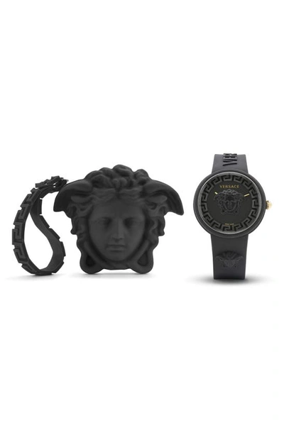 Shop Versace Medusa Pop Silicone Watch, 39mm In Black