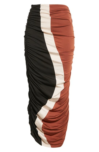 Ahluwalia Elshadai Draped Maxi Skirt In Black/ Rust/ Beige