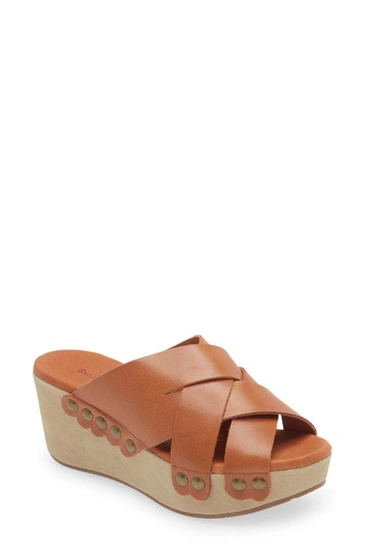 Shop Chocolat Blu Yuki Platform Wedge Slide Sandal In Camel Leather