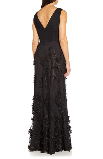 Shop Aidan Mattox By Adrianna Papell Embroidered Mesh Trumpet Gown In Black